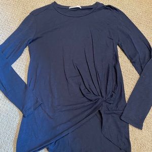Navy Blue Long Sleeve with Twist Knot